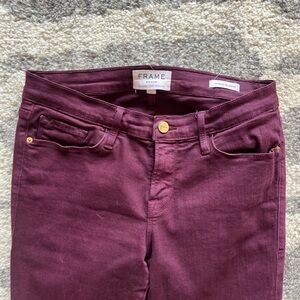 FRAME le skinny de jeanne plum colored denim jeans size 28